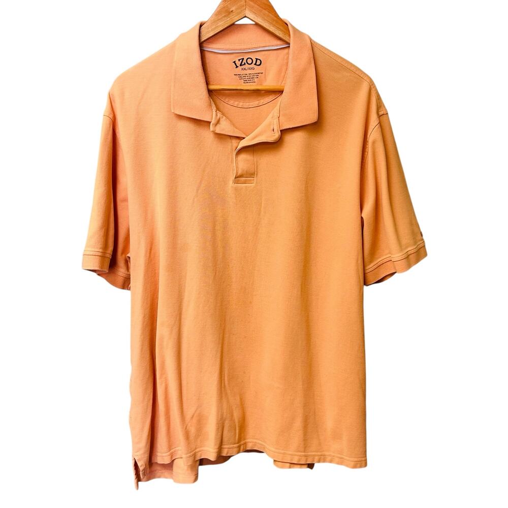 IZOD Heritage Polo Shirt XXL Orange Logo Casual Work‎ Short Sleeve Men’s